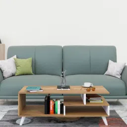 mintwud from pepperfry Dora Coffee Table In Canyon Oak And White Colour image 1