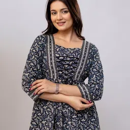 aaradhya Party Regular Sleeves Printed Women Black Top image 4