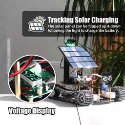 sunce 4WD Solar Panel Charging & ESP32 WiFi Arduino Programming Robot Kit Rubber Wheel image 5
