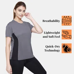 white moon Pack of 2 Women Solid Round Neck Polyester Multicolor T-Shirt-picture-14