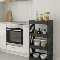 surety for safety 4 Compartments Household kitchen accessories Plastic Kitchen Trolley Plastic Kitchen Trolley-picture-30