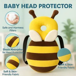 wearaxe Baby Safety Head Protector Cushion – Soft Bee Design with Adjustable Straps image 4