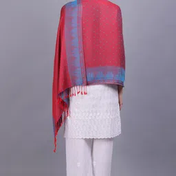 fukuso Printed Viscose Women Red, Blue Stole image 2