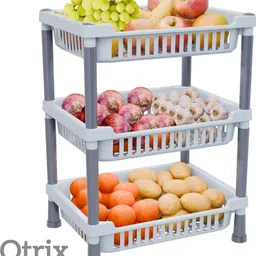 qtrix 3-Layer Kitchen Trolley Stand/Multipurpose Rack for Storage/Vegetable Trolley Plastic Kitchen Trolley-picture-34
