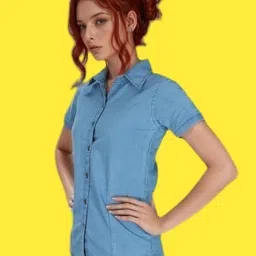 houseofcommon Women Regular Fit Solid Button Down Collar Casual Shirt image 3