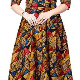 gorangani Women Fit and Flare Multicolor Maxi/Full Length Dress image 1