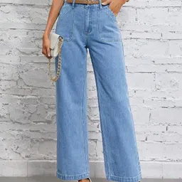 kotty Women Flared High Rise Blue Jeans image 2