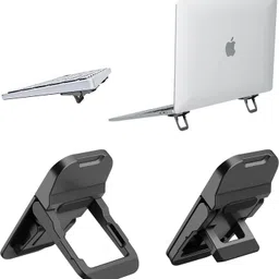 Ofifo Adhesive Laptop Stand Feet Portable Folding Laptop Risers with 2 Heights Black Adhesive Aluminum Mini Stand Universal Cooling Support Laptop Stand-picture-39