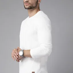 roadster Men Solid Round Neck Pure Cotton White T-Shirt-picture-38