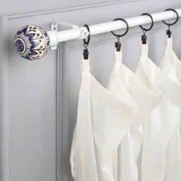 Timeless 19mm Iron Curtain Rod with White & Blue CeramicFinial by TheDecorMart-image-14