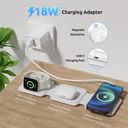 Power Up 3 in 1 Wireless Charger Magnetic Foldable Charging Station Charging Pad image 4