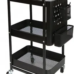 kirfiz Cart Organizer with Lockable Wheels for Home Bathroom Kitchen Office Stainless Steel Kitchen Trolley-picture-40