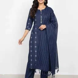 alliance collection Pack of 3 Women Printed Khadi Cotton, Cotton Blend A-line Kurta image 1