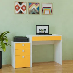 adona Eskada Kids Study Desk cum Printer Table with 4 Drawers in Mango Yellow Colour-picture-15