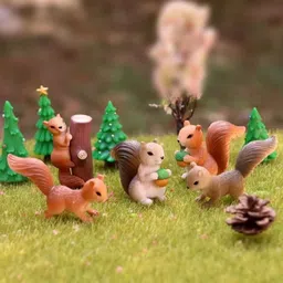 hasthip Mini Squirrel Figurines Set of 4 Cute Animal Miniatures for Home Decor Gift Decorative Showpiece - 1.8 cm image 4