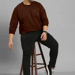 triptee Men Solid Round Neck Cotton Blend Brown T-Shirt-picture-18