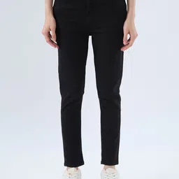 Women Skinny Mid Rise Black Jeans-image-4