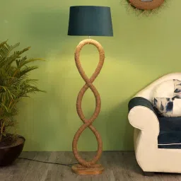 sapphire Joshaphus Grey Fabric Shade Club Floor Lamp With Wood Base image 1