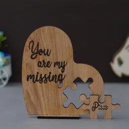 ecraftindia You Are My Missing Piece Brown Engineered Wood Puzzle Showpiece With Stand-picture-32