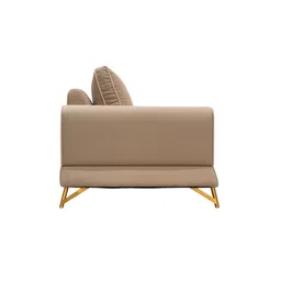 furnisto ModernAccent Leatherette Three Seater Sofa in Beige Colour image 5