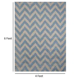 imperial knots Blue Wool Abstract 72 x 48 Inches Hand Woven Dhurrie image 3