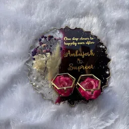shyamacraft 8 Inch Resin Engagement Ring Platter with 2 Vintage Ring Boxes PTFE (Non-stick) Decorative Platter image 3