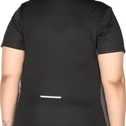 chkokko Women Colorblock Round Neck Polyester Black T-Shirt image 2