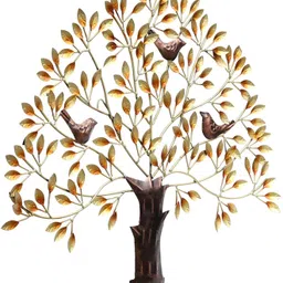 pitaraplex Metal Wall Hanging 3 Bird Tree Home Décor, Gold, 29X1X31 Inch image 4