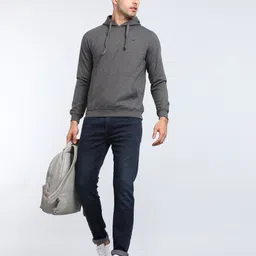 park avenue Men Full Sleeve Self Design Hooded Sweatshirt image 3