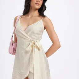 glitchez Women Wrap White Mini/Short Dress-picture-21