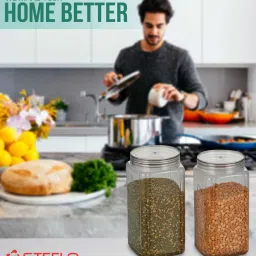 steelo Transparent Plastic (Set of 2) Varg Plastic Kitchen Container Set Clear 1000 ml image 5