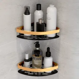 plantex Corner Shelf for Bathroom/Rack Shelf/Storage Organizer for Kitchen-(8 X 8 in) Stainless Steel, Aluminium Wall Shelf image 1