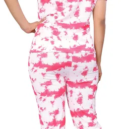 soor panchi Women Night Suit Set Pink, White Printed-picture-33