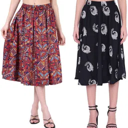 manat diva Women Printed A-line Multicolor Skirt-picture-18