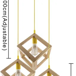homesake 3-Lights Round Cluster Chandelier Modern Nordic Wooden Pendant Cube Light with Yellow Silicone Holder, URBAN Retro, Nordic Style, LED/Filament Bulb Chandelier Ceiling Lamp image 4