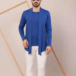clickwell Men Asymmetric Full Sleeve Blue Shrug image 5