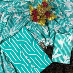 ejs Unstitched Pure Cotton Salwar Suit Material Striped, Chevron/Zig Zag image 3