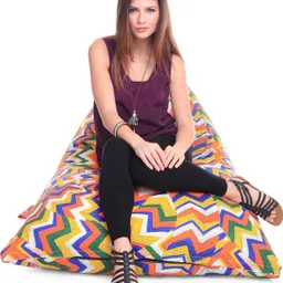 style homez XXL Pyramid Cotton Canvas Geometric Printed Lounger Bean Bag With Bean Filling-picture-13