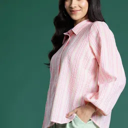 dressberry Women Regular Fit Striped Casual Shirt image 5