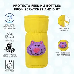 mw prints Soft Plush Baby Feeding Bottle Cover (60-125 ml) with Cartoon Strap, Waterproof image 3