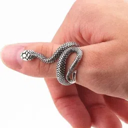 vs unique collections (2 Pcs) Unisex Silver Golden Adjustable Mahakaal Cobra Snake Thumb Finger Ring Metal Gold, Silver Plated Ring image 3