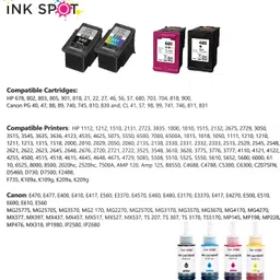 Inkspot Refill Kit For Canon PIXMA E3370 , TS3370S Printer Ink Cartridge- PG-745 - CL746 Black + Tri Color Combo Pack Ink Cartridge image 2