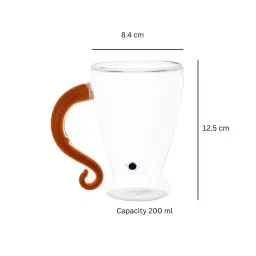 borotech Borosilicate Double-Walled Glass Cups, Set of 4 | Curved Handle Design | Lightweight & Durable image 3