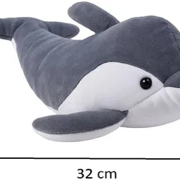 happynest Grey Dolphin Plush Soft Toy | Super Soft Ocean Animal for Kids - 32 cm image 2