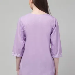 millions choice store Women Embroidered Pure Cotton Straight Kurta image 2