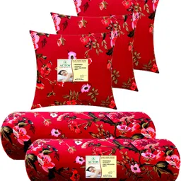 actos Combo Set Of 3 Cushion And 2 Microfibre Floral Bolster Pack of 5-picture-35