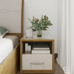 spacewood Kosmo Pearl Bedside Table in Ceramic High Gloss Finish image 1