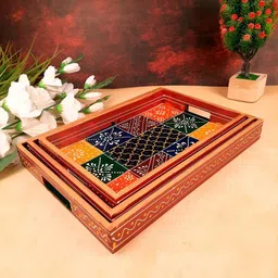 Wooden Serving Tray Set | Serving Platter for Food, Coffee, Breakfast, Tea Tray-image-18