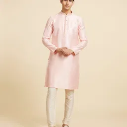 diwas by manyavar Men Solid Art Silk Straight Kurta image 3