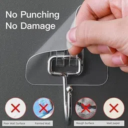 spivora Self Adhesive Strong Sticky Wall Hooks for Hanging Kitchen, Bathroom Accessories Hook 10 image 2